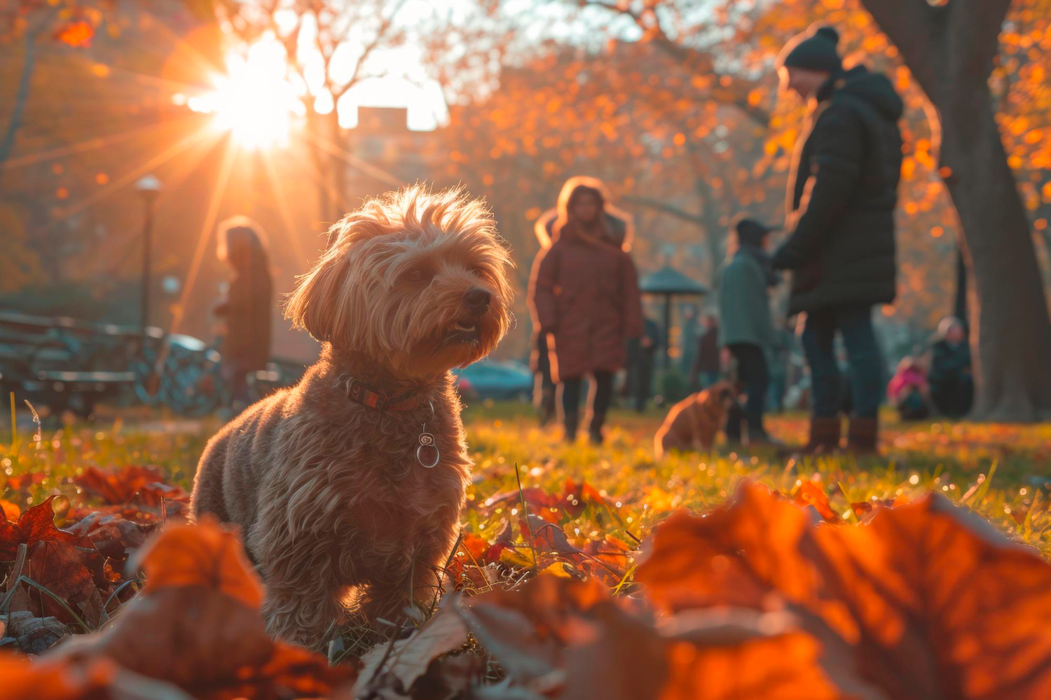 Dog at Ottawa fall festival enjoying event with owner